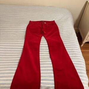 Vintage y2k ultra low rise Red Flared corduroy pants
